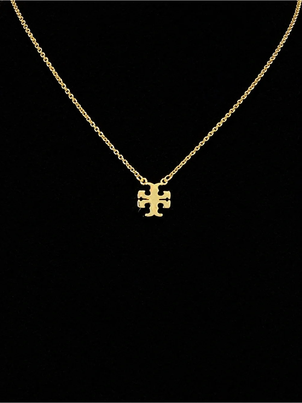 Tory Burch Delicate Kira Gold Logo Pendant Necklace